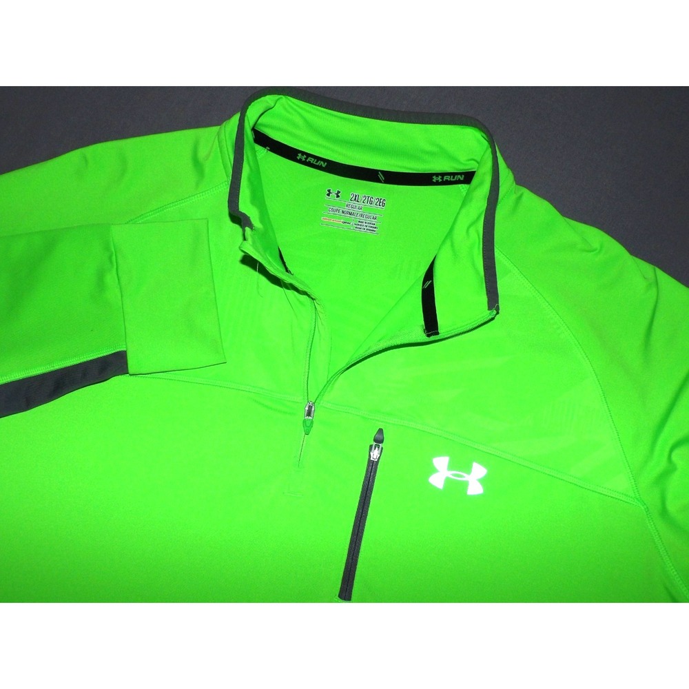 Under Armour All Season Gear Bright Green 1/4 Zip Light Running Jacket Men's XXL